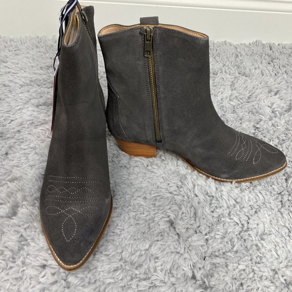 Joules Women's Western Leather Boots Elmwood Grey Women's Size US 8 NEW - Picture 4 of 10